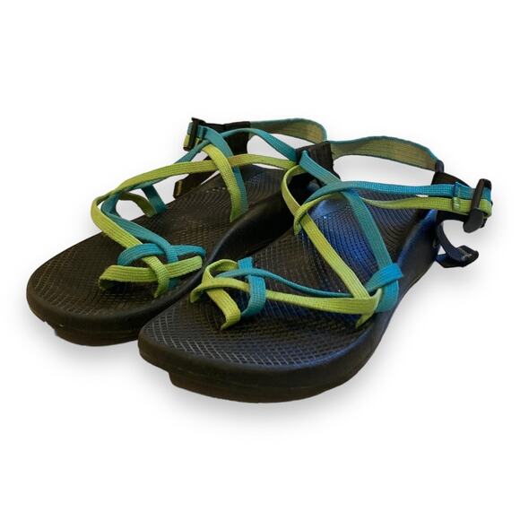 Chaco Shoes - Womens Chaco ZX2 Yampa Celery Blue Adjustable Strap Vibram Sole Sandals Size 10